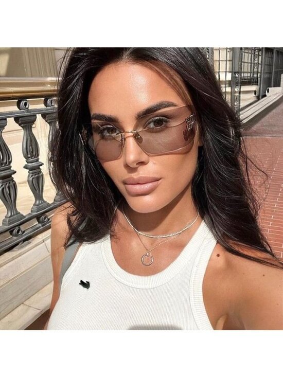 Miu Miu MU54YS 5AK06I Geometric Sunglasses - Gold/Light Purple Brown main image 12